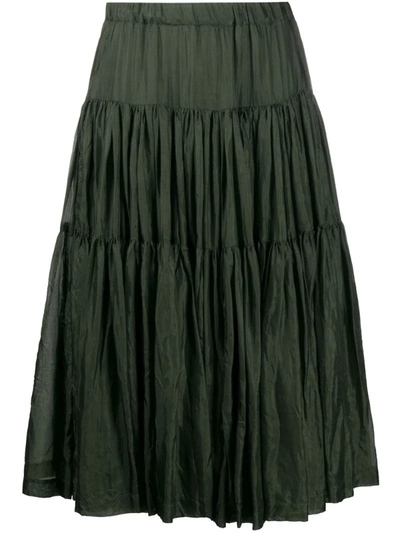 Casey Casey Tiered Silk Midi Skirt In Green