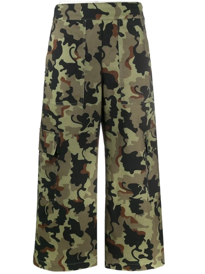 Vivetta Cropped Flare Cargo Trousers In Green