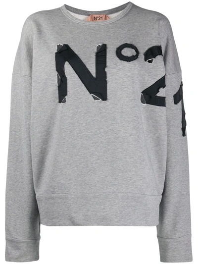 N°21 Logo-patch Oversize Sweatshirt In Grey