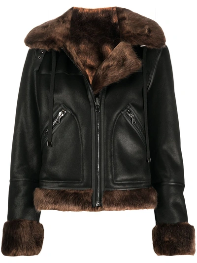 Urbancode Fur-lined Jacket In Black