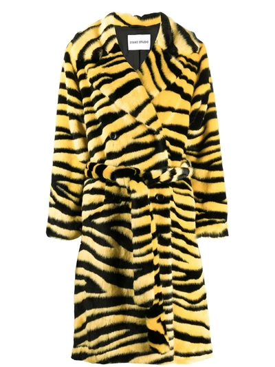 Stand Studio Cappotto Crystal Rigato Giallo In Yellow,black