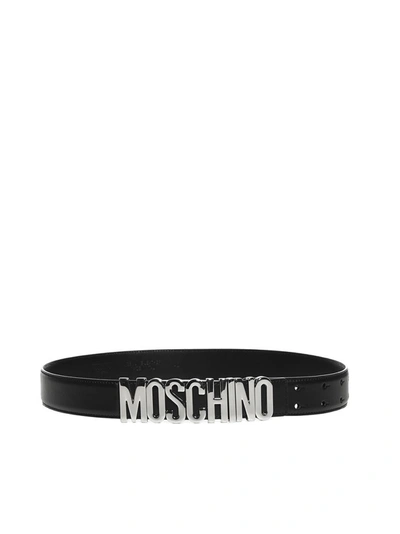 Moschino Lettering Logo Belt In Black
