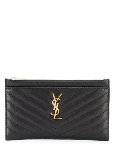 Saint Laurent Black Small Monogram Quilted Leather Pouch