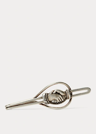 Double Rl Handshake Tie Clip In Silver