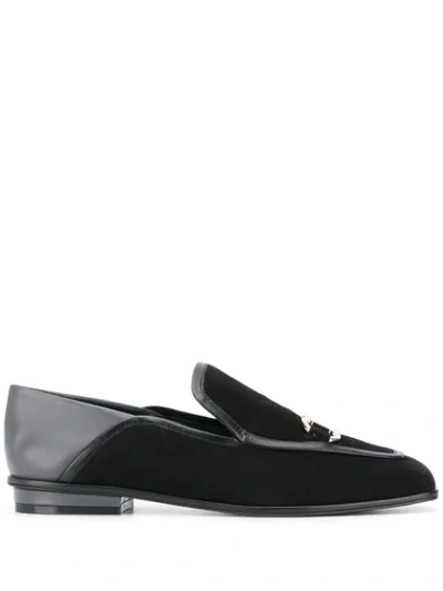 Ferragamo Gancini-plaque Loafers In Black