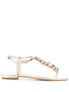 Sophia Webster Ritzy Embellished Metallic Leather Thong Sandals In Gold