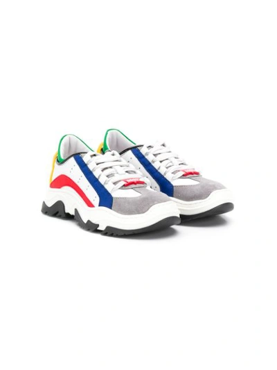 Dsquared2 Teen Colour-block Low-top Sneakers In White