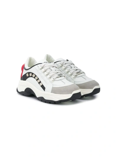 Dsquared2 Teen Low-top Leather Chunky Sneakers In White