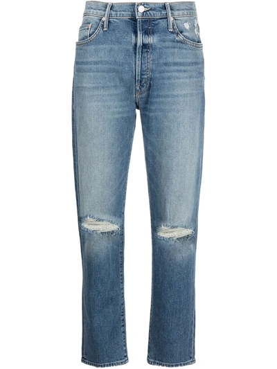 Mother Trickster Distressed Straight-leg Jeans In Cryin On Holy Ground