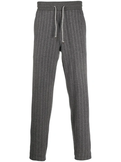 Brunello Cucinelli Pinstripe Sporty Trousers In Grey