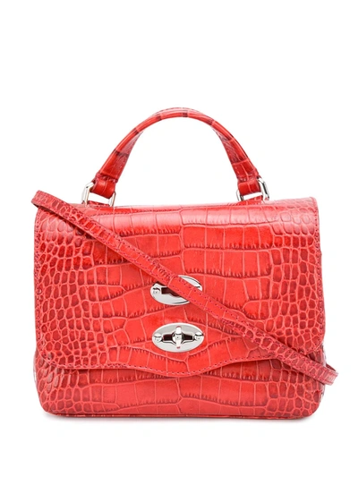 Zanellato Postina Ritratto Small Crocodile Print Bag In Red