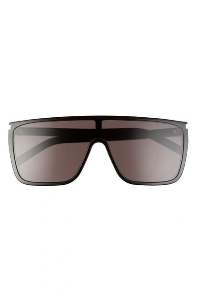 Saint Laurent 99mm Shield Sunglasses In Black/ Black