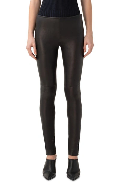 Akris Punto Lambskin Leather & Jersey Pants In Black