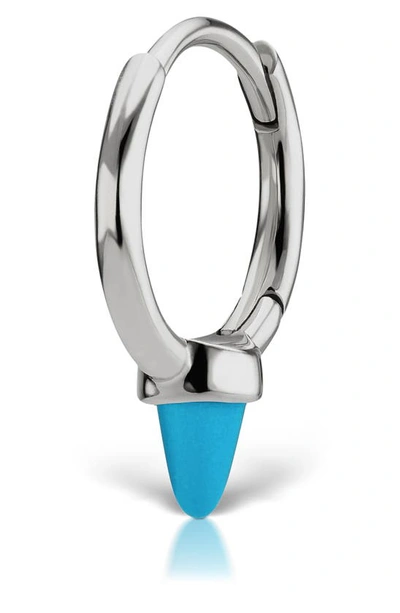 Maria Tash Single Turquoise Spike Clicker Earring In White Gold