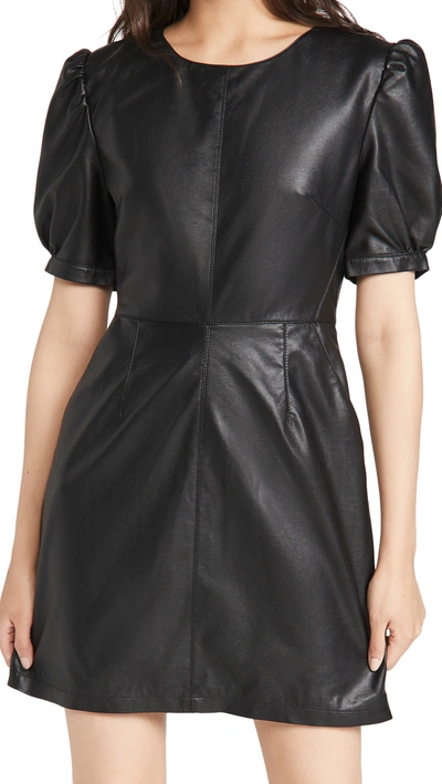 Cupcakes And Cashmere Maggie Faux Leather Minidress In Black