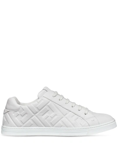 Fendi White Nappa Sneakers With Embossed Logo