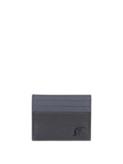 Ferragamo Black Leather Card Holder With Logo Plaque