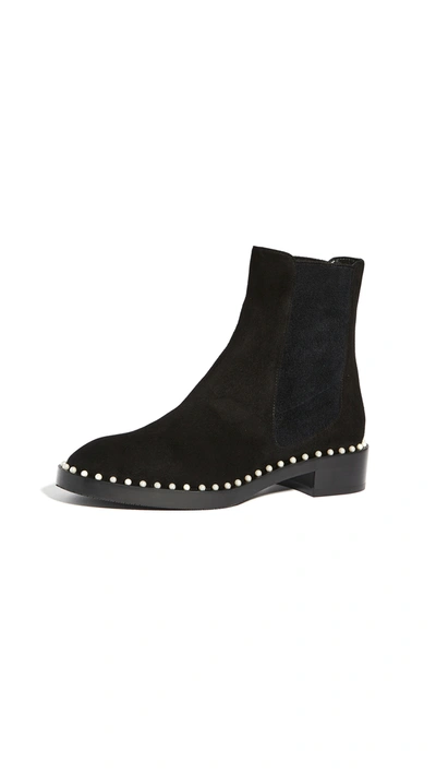 Stuart Weitzman Easyon Pearl Suede Ankle Boots In Black