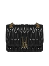 Moschino M Quilted Logo Shoulder Bag In 1555 Fantasy Print Black