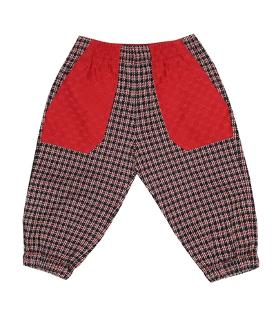 Gucci Baby Houndstooth Cotton Pants In Red
