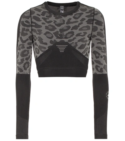 Adidas By Stella Mccartney Truepurpose Leopard-printed Training Top In Grey