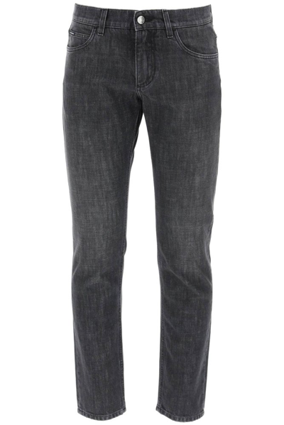 Dolce & Gabbana Slim Jeans With Faded Effect In Black