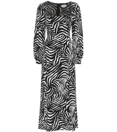 Rixo London Mara Monochrome Zebra-print Dress In Zebra Mono Mid