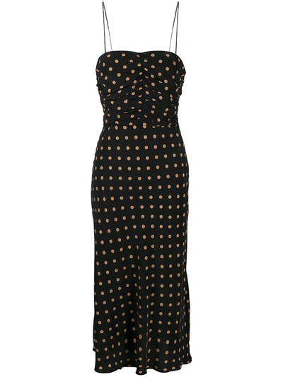 Bec & Bridge Paradis Polka-dot Silk Midi Dress In Black