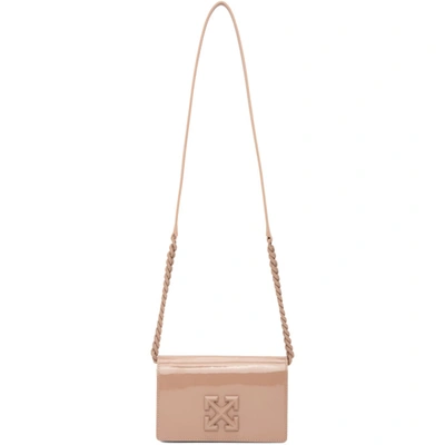 Off-white Beige Patent Jitney 0.5 Bag In Nude