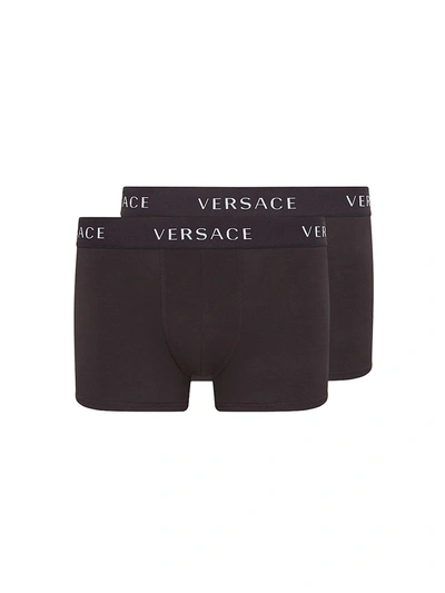 Versace Jersey Stretch Cotton Boxer Briefs, Set Of 2 In Black