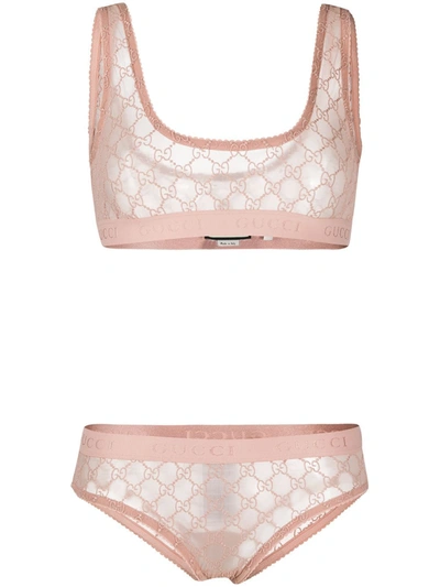 Gucci Gg Pattern Lingerie Set In Pink