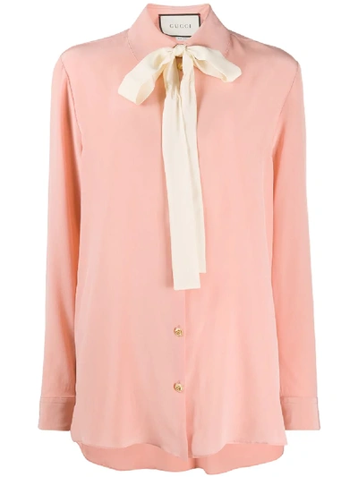 Gucci Pussy Bow Silk Shirt In Pink