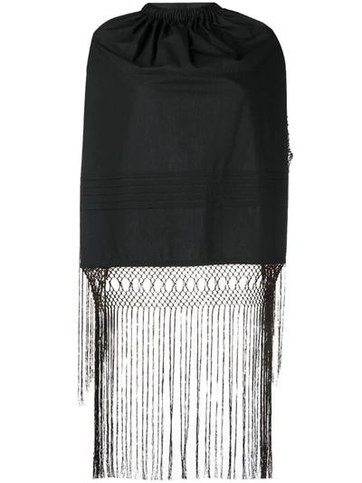 Loewe Black Backless Fringe Top