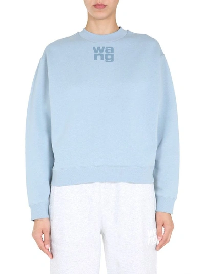 【送料&関税込】Alexander Wang Melange Light-blue Cotton Ove boy short in waffle-knit cotton stretch in WASHED BLUE