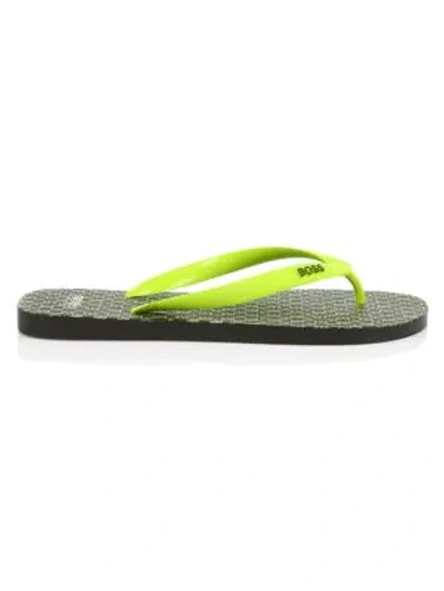 Hugo Boss Men's Pacific Leather Thong Sandals In Yellow
