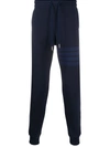 Thom Browne Tonal 4 Bar Loopback Track Pants In Blue