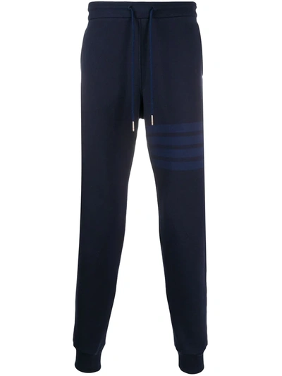 Thom Browne Tonal 4 Bar Loopback Track Pants In Blue