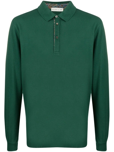 Etro Embroidered Logo Polo Shirt In Green