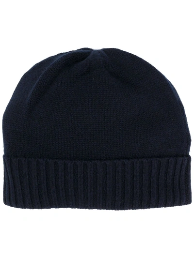 Allude Knitted Cashmere Beanie In Blue