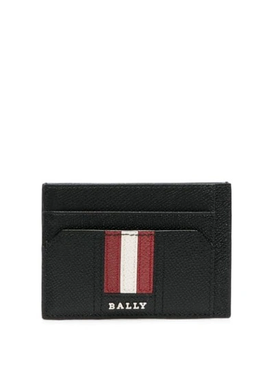 Bally Talbyn Textured Leather Flat Card Case In Black