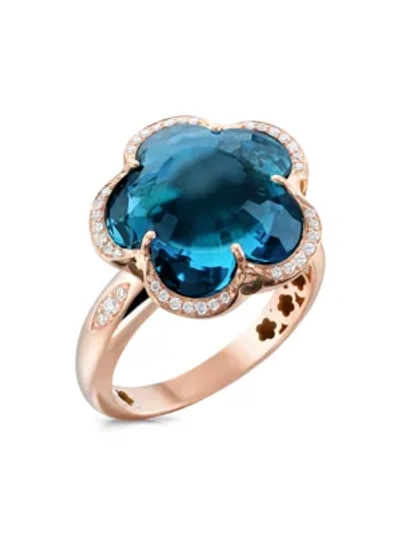 Pasquale Bruni 18k Rose Gold Bon Ton London Blue Topaz & Diamond Ring In Red Gold