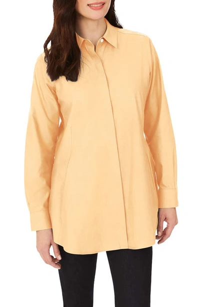 Foxcroft Cici Cotton Non-iron Tunic Shirt In Goldenrod