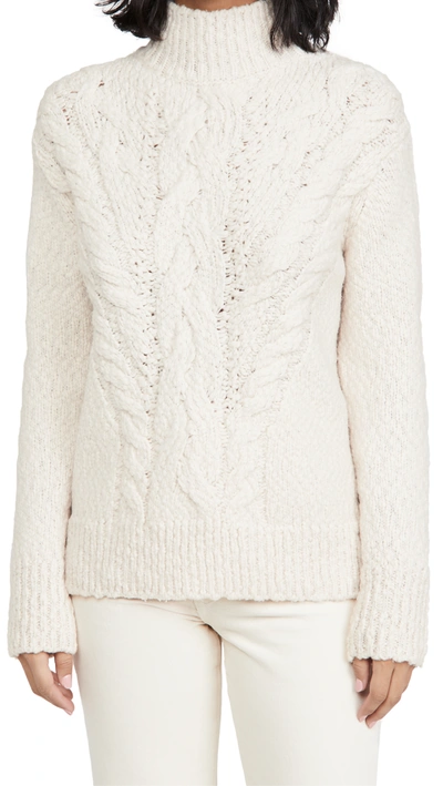 Vince Rising Cable Turtleneck Sweater In Cream