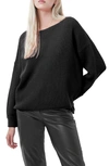 French Connection Moss Stitch Mozart Honeycomb Knit Sweater In Black
