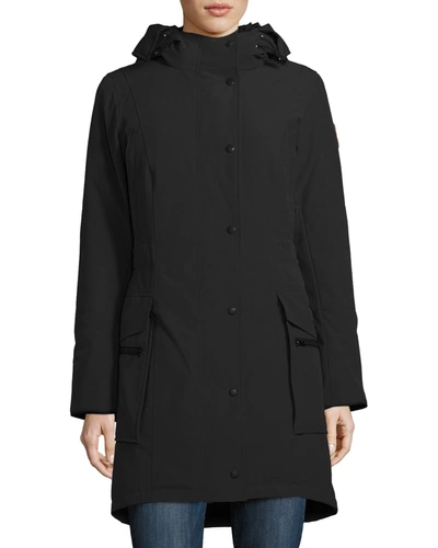 Canada Goose Kinley Hooded Cinched-waist Parka Coat In Navy