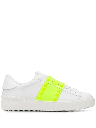 Valentino Garavani Women's Rockstud Untitled Neon Trainers In White