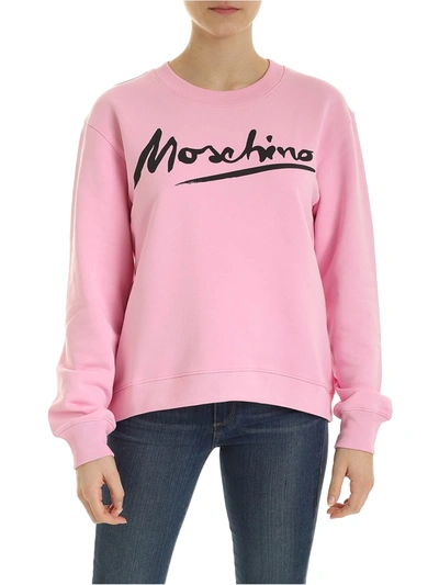 Moschino Signature Sweatshirt In Pink In Rosa