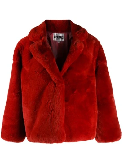 Apparis Manon Oversized Faux Fur Jacket In Orange