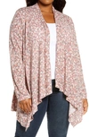 Bobeau Women's Draped Open-front Cardigan In Brick Spots