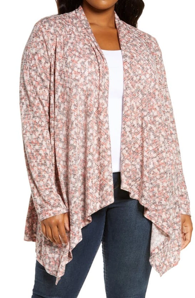 Bobeau Women's Draped Open-front Cardigan In Brick Spots